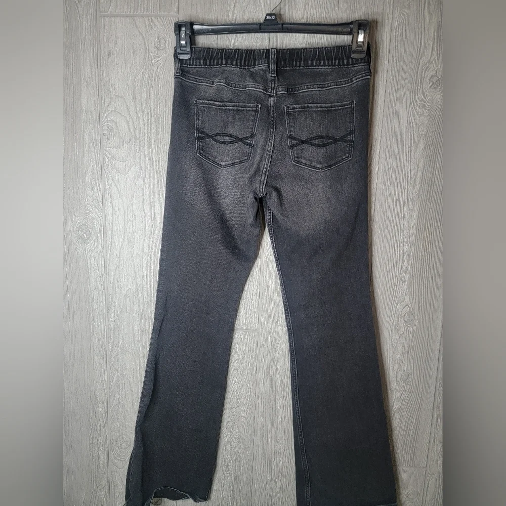 Abercrombie Kids Girls High Rise Flare Jeans Black Button Fly Patch Size 15/16